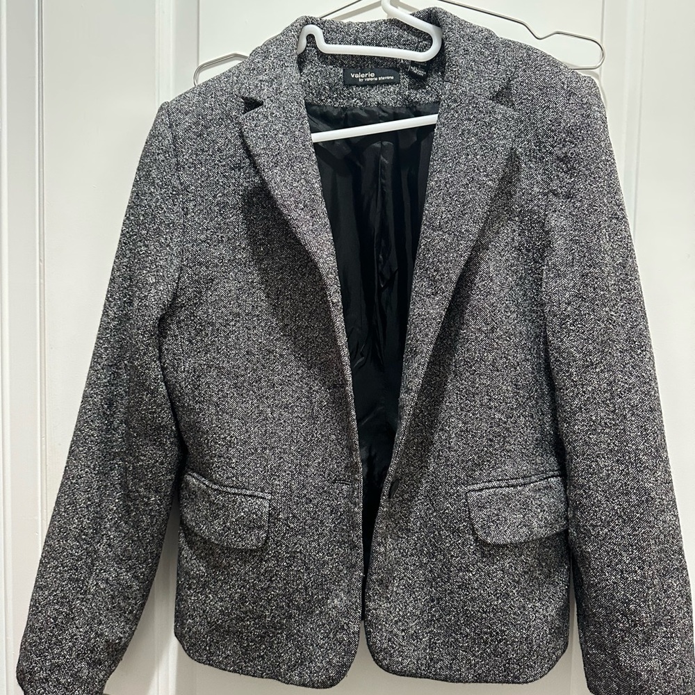 Women's Gray Silk and Wool Blazer